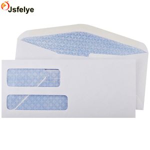 3 7/8 Inch X 8 7/8 Inch Double Window White Security Tinted Envelopes