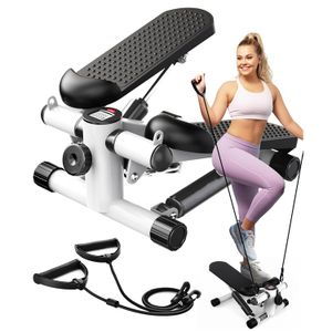 Wellshow Sport Steppers Mini Stair Stepper with Resistance Bands Portable Under Desk Stepper Workout Step Machine for Home Use