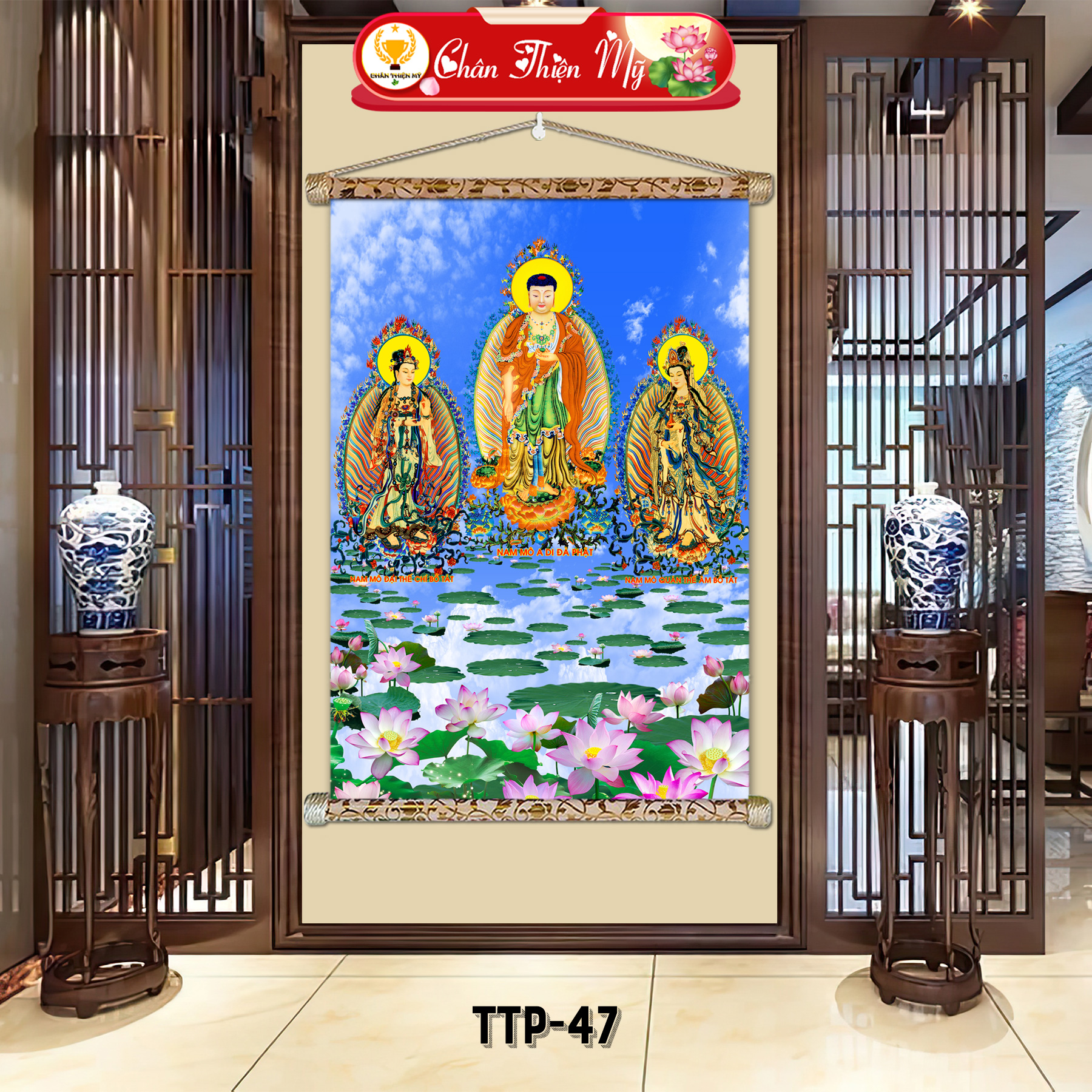 CHAN THIEN MY BUSINESS HOUSEHOLD Buddha canvas painting home wall decoration custom design
