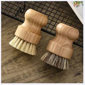 XLW Wooden Pot Kitchen Dish Washing Brush for Kitchen  Bamboo Eco-friendly  Cleaning Brushes Hand Wood Color Rubber Wood