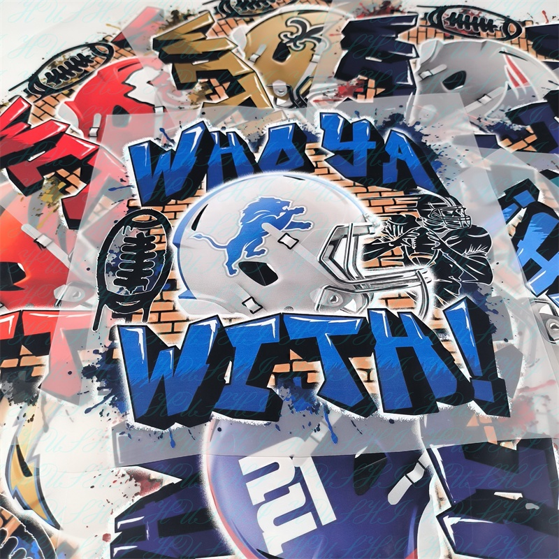 Shishi City Hushi Trade Ltd Factory customized High Quality dtf NFL team stickers custom transfers vinyl film screen printing dtf sticker for t shirts