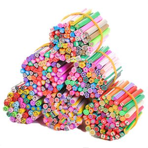 50pcs Polymer Clay Sprinkle Canes Candy Fruit Smile Heart Flower Stick Canes For DIY Crafts Slime Accessories