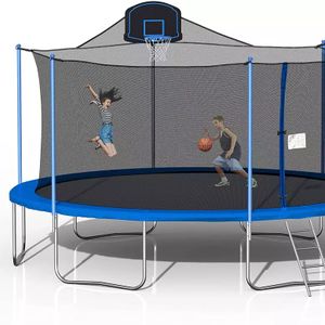 Garden 10ft Trampoline with Safety Enclosure Net, Combo Bounce Jump Outdoor Fitness PVC Spring Cover Padding Kids Trampoline