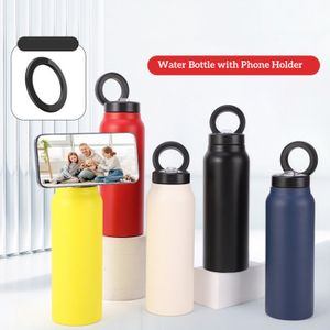 Custom 24oz Double Wall Vacuum Insulated Gym Water Bottle with Magnetic Cell Phone Holder