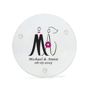 Glass coaster wedding party hotel table decoration custom coaster engraving names&dates blank glass tea coasters