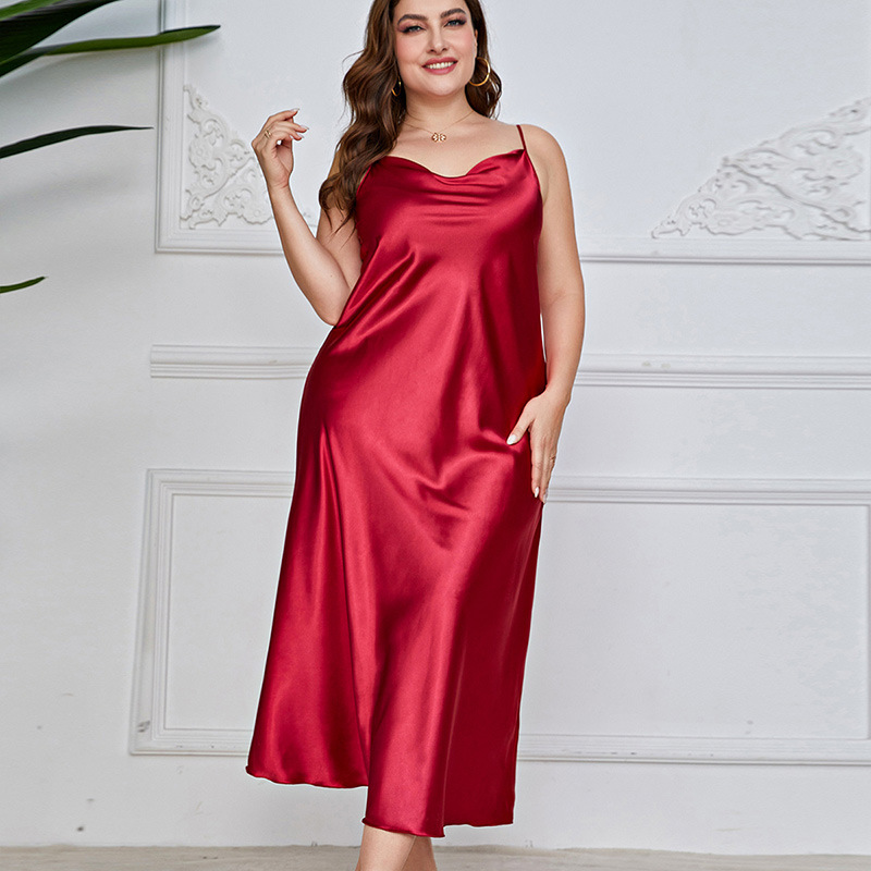 Guangxi Shi En Clothing Co., Ltd. Sexy Nightdress Red Nightgown Night Dresses For Woman Plus Size Honeymoon Nightie Sleepwear Sleep Wear Nightclothes