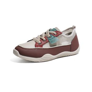 Wholesale breathable mesh women's sneakers thick soled PU rubber street walking running shoes