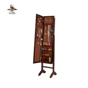 China Wholesale Rust-Proof Painting Wood Glass Jewelry Cabinet Floor Standing Mirror for Living Room Bathroom Home Furniture