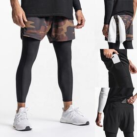 Men's Sports Shorts American Size Stretch Breathable Outdoor Training Double Layer Shorts