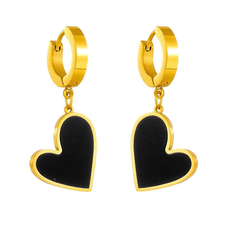Henan Sol Supply Chain Co., Ltd. 18K Gold Women Drop Earrings Stainless Steel Clip-on Heart Earrings Fashion Shell Earrings