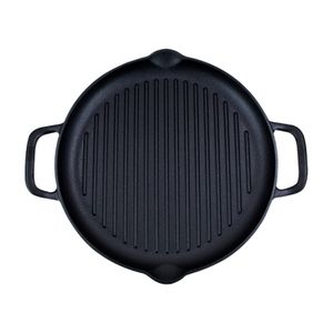 Factory Outlet Cast Iron Pre Seasoned Non-Stick Cookware Round Camping BBQ Cast Iron Beef Steak Frying Pan