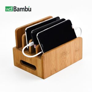 WDF Classic Style and charging station charger dock cradle holder charging stations for multiple devices bamboo charging station