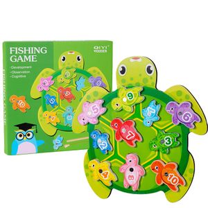 New products Wooden magnetic cartoon fishing game set Montessori educational wooden Fishing Toy For Kids Toddler Boys & Girls CE