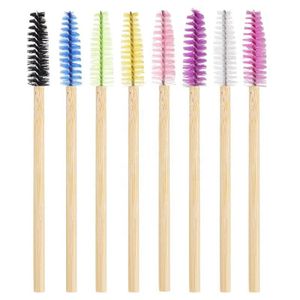 Bamboo Handle Mascara brushes Eyelash Extension Brush Applicator Disposable Eyebrow Brushes Makeup Lash Tools