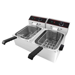 Double cylinder 8L+8L 3KW 14L*2 electric ventless fryer with cabinet tank electric fryer electric deep fryer machine