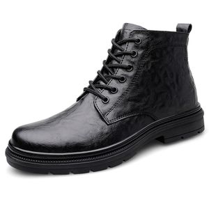 Men's Martin Boots Tooling Boots Ankle  Work & Safety Boot Outdoor Leather High-top Lace Up Height Increasing Platform Cotton