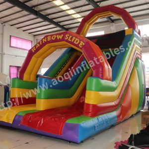 Large Pvc Commercial Rainbow Funhuose Inflatable Wet And Dry Slide Amusement Park Equipment Jumping Slide