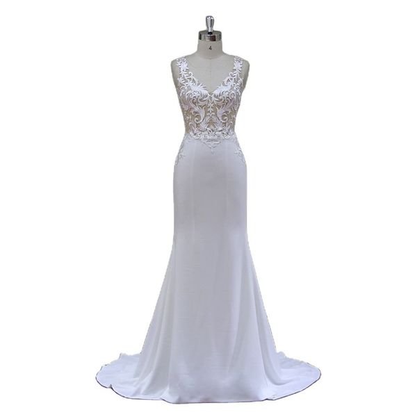 Allurebridals Mermaid Wedding Dress White Bridesmaid Dresses Sequined Bride Ball Gown Chapel Train Wedding Gown