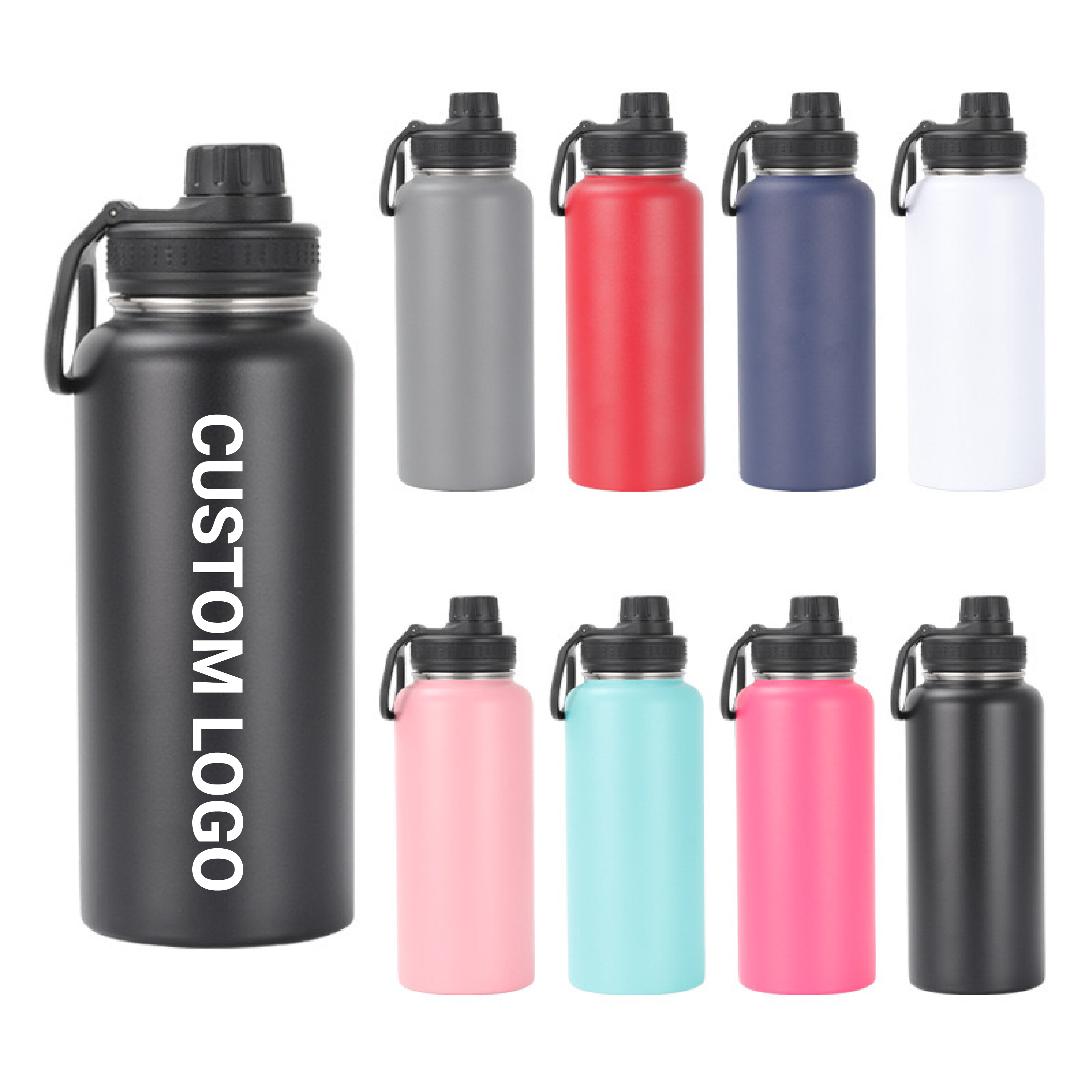 Custom Logo 32oz Insulated Portable Vacuum Flasks Double Wall Stainless Steel Cup Thermos Outdoor Sports Thermal Water Bottle