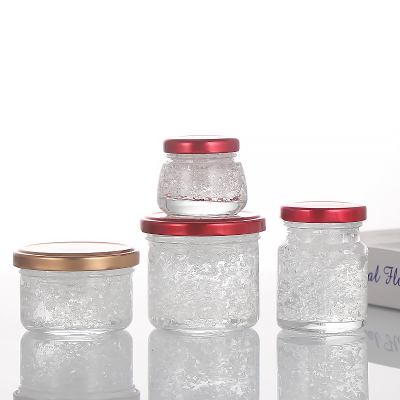 50ml 75ml 100ml Empty Round Clear Bird Nest Glass Bottle Storage Container Jam Jelly Honey Glass Jar With Mental Lids