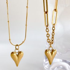 Fashion jewelry necklace stainless steel heart creative design charming women's collarbone chain wholesale