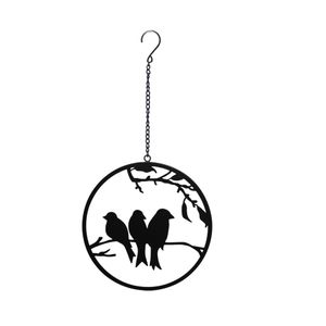 Metal Wall Decor Creative Wall Sculpture Laser Silhouette Bird Black Outdoor Wall Art Garden Courtyard Decoration
