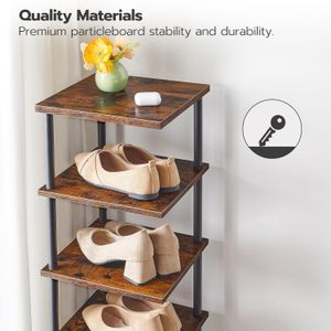8-story vertical narrow shoe rack, small space shoe storage rack, 11 inches long x 11 inches wide x 53 inches high, closet
