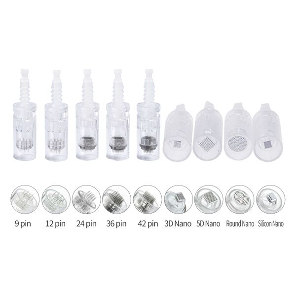 Dermapen Needle 9/12/24/36/42 Pins Nano Microneedling Cartridge Bayonet Type Nano Cartridge Tip for Derma Pen MYM