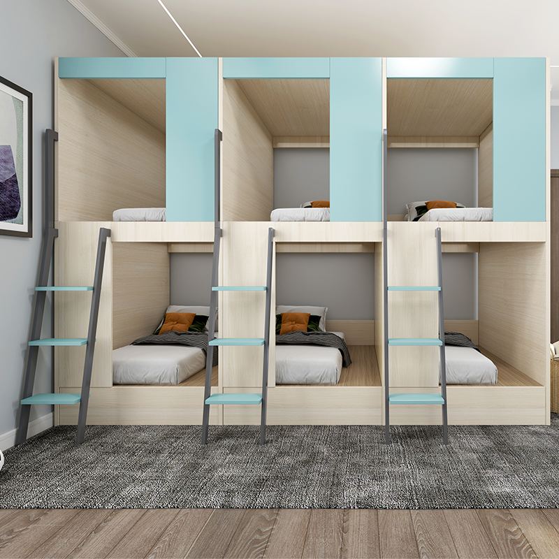 wholesale furniture wood 6 people capsule bed school home dormitory hotel hostel bunk bed for girl and boy