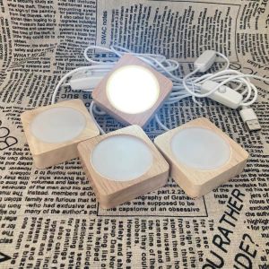 Factory Directly Led Illusion Acrylic Round Oval Custom wood base light LED Base For Acrylic 3D Night Light wood lamp base