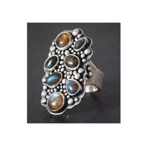 Best Selling Classics Design New Arrival 925 solid Sterling Silver Gemstone Jewelry Natural Labradorite Fine Statement Ring
