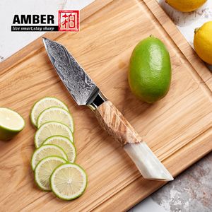 Amber Damascus Utility knife best all purpose kitchen knife with wood handle