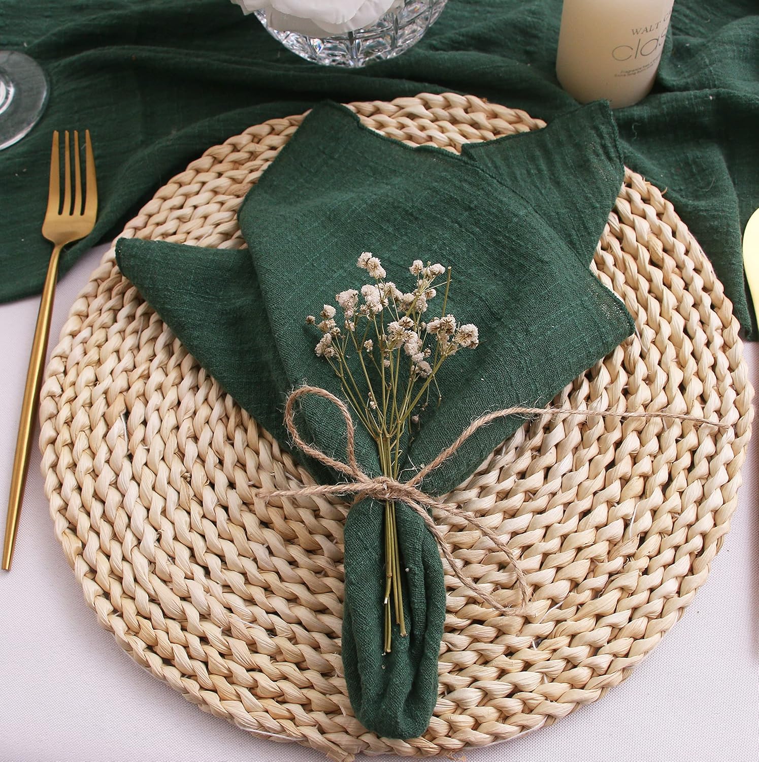 Wholesale Green Edge Sewing Gauze Cotton Cloth Napkins Soft for Wedding Baby Shower Dinner Party Table Decor