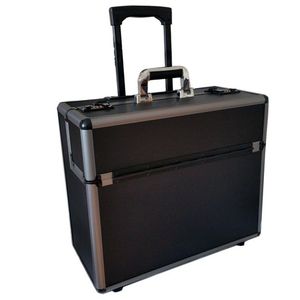 New Aluminium Black Pilot Case Wheeled Briefcase Carry Case Travel Work Business