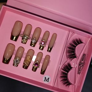 Gold french luxury New Arriving OEM Ballerina French press on Nails press on Nails artificial fingernails Art for women