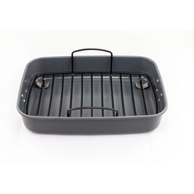 High Quality Black Color Carbon Steel Baking Roasting Pan With Rack For Turkey