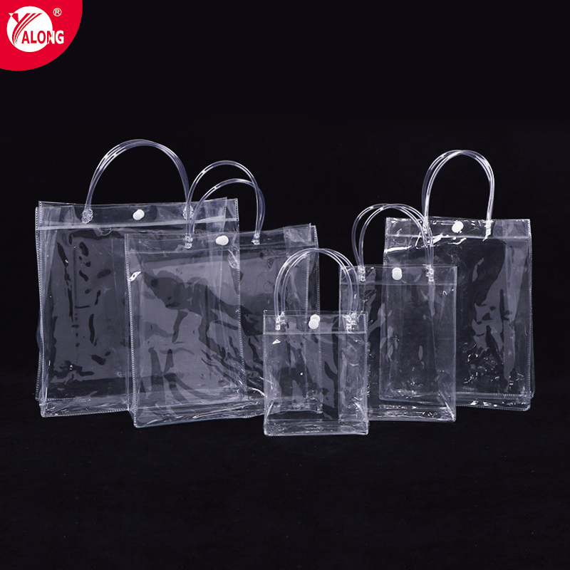 Zhejiang Yalong Sticker Printing Co., Ltd. Factory Wholesale Simple Custom Clear PVC Tote Bag Transparent Shopping Gifts Packing PVC Bags