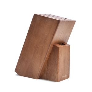 QXF 6 Slots Kitchen Knife Stand Professional Wooden Knife Block Nature Oak Wood Knives Holder Display Stand