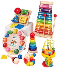 Baby Wooden Toys Rainbow Building Blocks Music pattern Learning educational toys