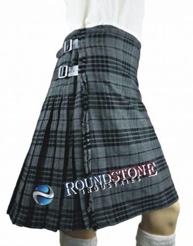Men's Grey Tartan Kilt Acrylic and Wool Material Wholesale Service Available