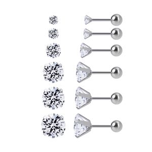 Craft Wolf bijoux ear decoration jewelry set stainless steel ball earnut four claws setting ice out zircon earrings stud
