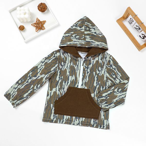 Wholesale Hot Selling Children Boys' Pullover Hoodie Kids Toddler Custom Hunting Theme Apparel Clothing Camo Shirts