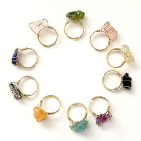 Bestone Fashion Luxury Gemstones Ring Jewelry Plated Women Ring For Women Rhinestone Ring Natural Stone
