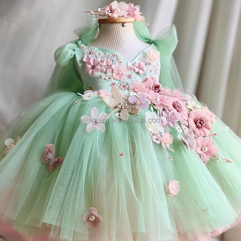Shanghai Pudong New Area Market Supervision and Administration Bureau custom made children show costume wear kids wedding frocks baby dress Flower Girls' Dresses with Embroidery