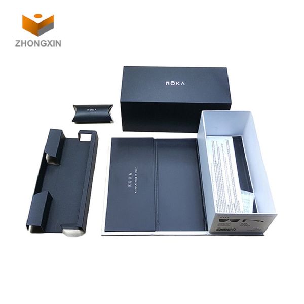Wholesale Price High Quality Custom Black Simple Packaging Outer Box Sunglass Holder Luxury Magnetic Lid Box For Glasses