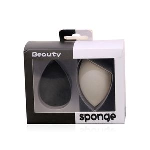 2pcs Black White Soft Gourd Drop Shape Make Up Tools Set Customized Packaging Foundation Blender Facial Makeup Sponges