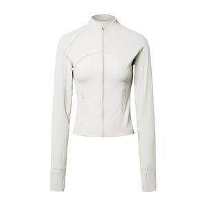 DAW006 Ribbed Yoga Jackets for Women Full Zip Slim Fit Lightweight Athletic Running Track Jacket with Thumb Holes
