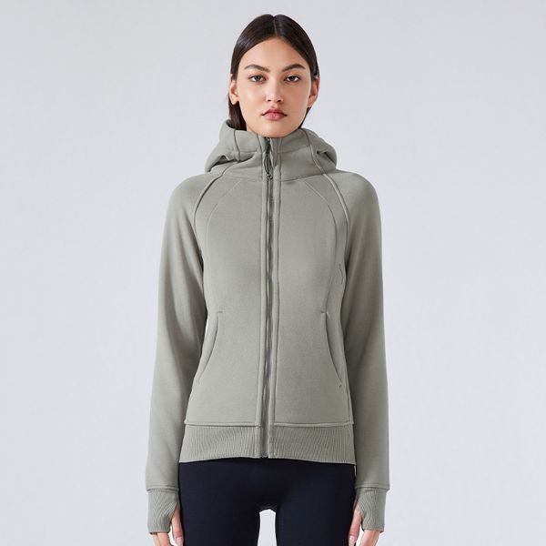 DJ028 Wholesale Women Fashion Long Sleeve Sweatshirts Full Zip Fleece Essential Workout Activewear