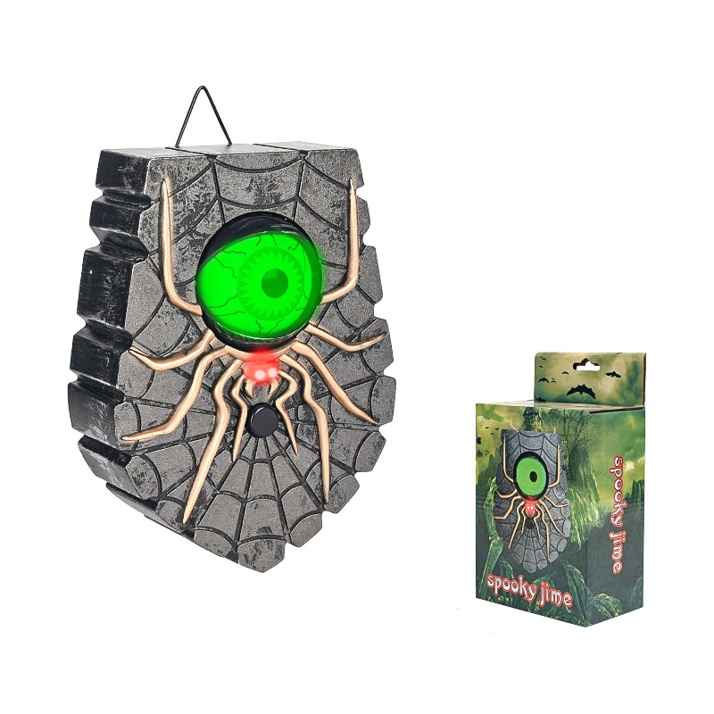 Yiwu Hua Rui Trade Co., Ltd. Plastic Halloween One-eyed Sound And Light Doorbell Ghost Festival Pendant Tricky Door Hanging All Saints' Day Decoration