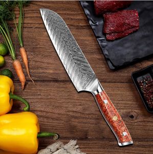 Red Resin Handle Damascus Steel bread Knife with VG10 67Layers